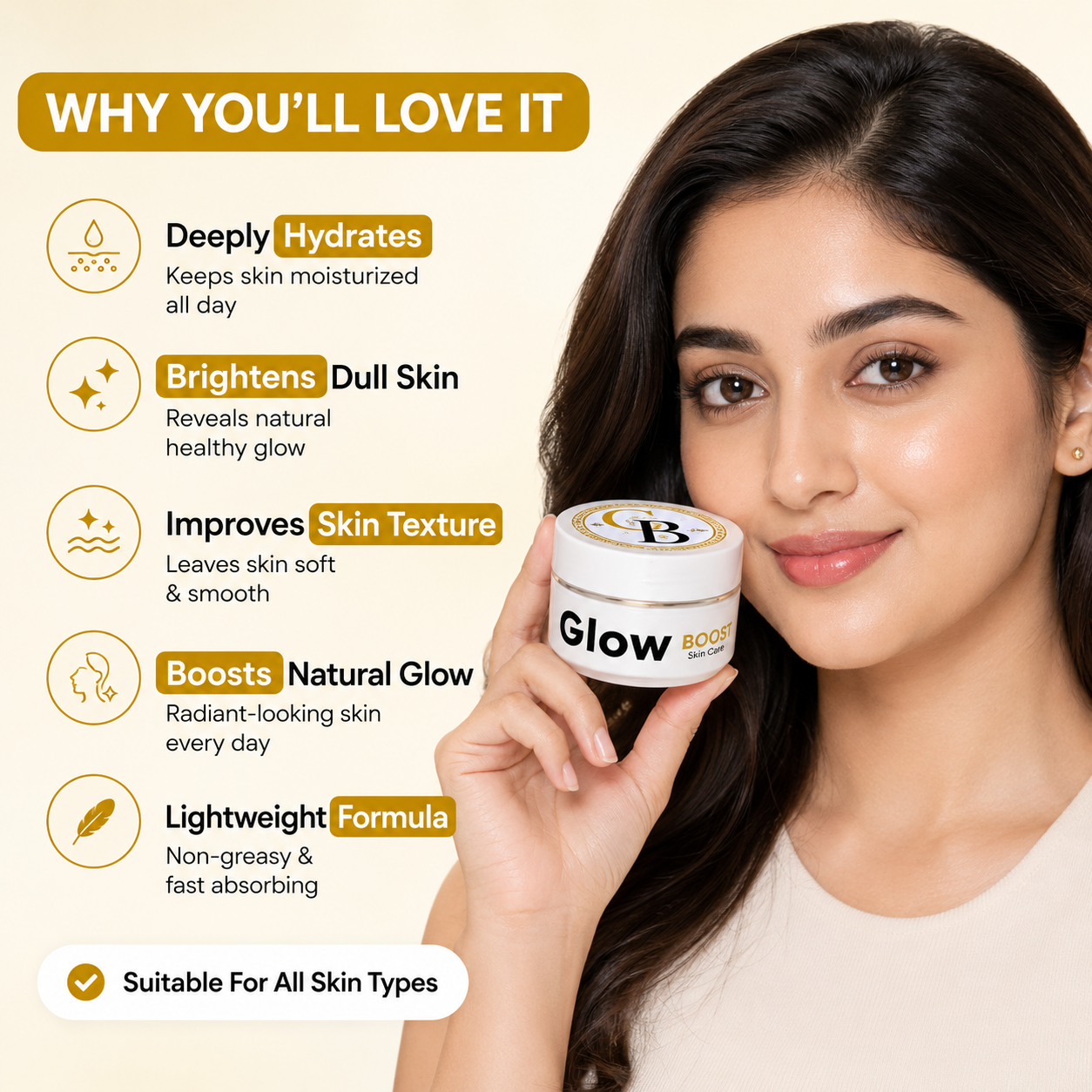 GlowBoost Cream | Instant Glow & Cooling Skin Formula